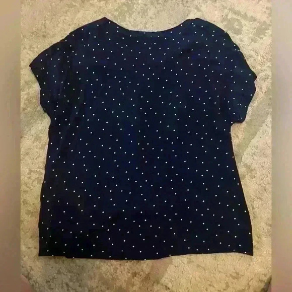 Navy Tie Top in Polka Dot. Large. - Picture 2 of 3